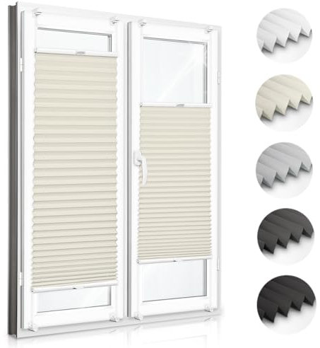 Zero Home - Premium Plissee ohne Bohren I Plissees für Fenster und Türen I Beige I Blickdicht & Lichtdurchlässig Rollos I Hergestellt in der EU I Klemmfix Montage I 90x200 cm