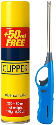 BML Pack of 1 Long Reach BBQ Lighter Refillable Gas Lighter Windproof Adjustable Flame Kitchen Candle Hob Grill Fireplace Camping Lighter with Gas Canister Assorted Colours