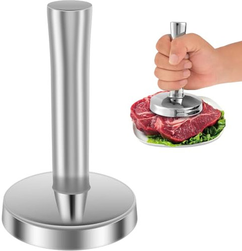 Jetcloud Meat Pounder Flattener Food Grade Stainless Steel Kitchen Meat Mallet Large Round Hammer Tenderizer Rust Proof Chicken Flattener Tool for Meat Beef Nuts