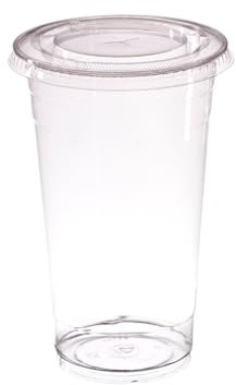 AIOS 50 x Recyclable PET Takeaway Cups with Flat Cross Hatch Lids. for Drinks on The Move. (Small: 300ml/10.6oz)