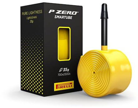 Pirelli P Zero SmarTUBE EVO Presta 80mm Fahrradschlauch Rennrad Schlauch Tube TPU Leichtschlauch Presta Ventil 28 Zoll Performance Endurance TT Leichter Fahrradschlauch, Yellow