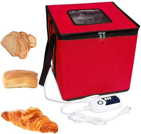 Cloud Fire Caja de fermentación plegable para masa, ajuste de temperatura con tapa, armario de fermentación multifunción extraíble para el hogar, pan, pizza, yogur, vino de arroz (rojo, mediano)