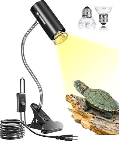 BrightArk Lampada Riscaldante uvb Tartarughe con 2 Lampadine UVA/UVB da 50W Regolabili a 360° Lampada per Anfibi Adatto per Tartaruga, Ragno, Lucertola, Serpente, Anfibi, Cockatoo, Chameleon