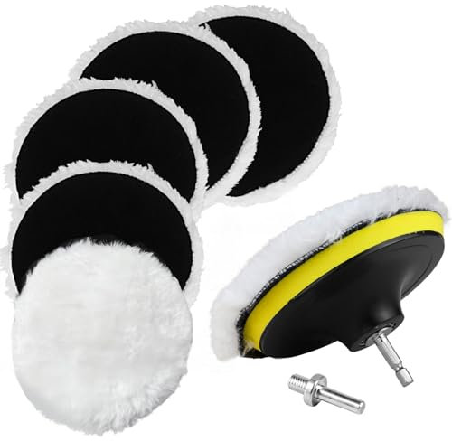 Auto Polierhaube Polieraufsatz Winkelschleifer 6 Stück Polierscheibe Polierpads 125mm Rundadapter zum Polieren,Schleifen,Wachse Leicht Austauschbar