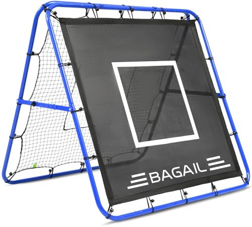 BAGAIL Doppelseitiges Rebounder-Netz, Fußballnetze, verstellbare Winkel, anpassbare Struktur, Rebound-Netz mit Ziel für Geschicklichkeitstraining, tragbare Fußballtore für den Garten, 120x120cm