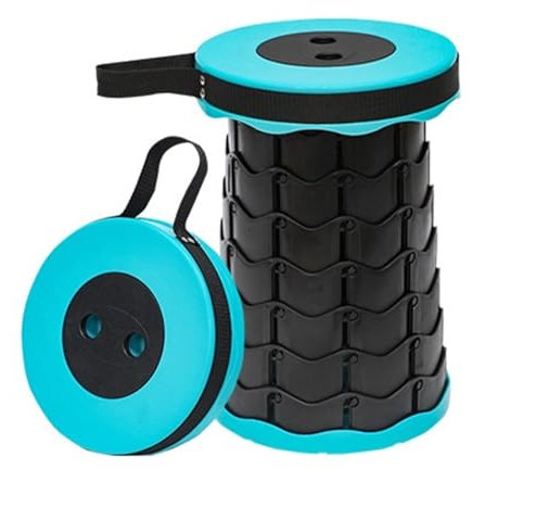 SPXTOM Klappbarer Outdoor-Hocker, kompakter Klappstuhl, tragbarer, einziehbarer Campinghocker, höhenverstellbar, leicht, for Angeln, Wandern, Gartenarbeit (Color : Blue)