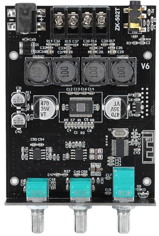 Scheda Amplificatore Bluetooth, Tpa3116d2 Ricevitore Bluetooth Modulo Amplificatore Digitale Audio Stereo Scheda Amplificatore Audio Bluetooth per Home Theater DIY ZK‑502T