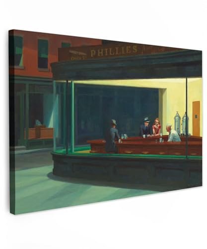 MuchoWow© Impression sur Toile Decoration Murale Peinture 120x80 cm Reproductions de Tableaux Célèbres Décoratif Muraux Décoration Chambre Engoulevent - Edward Hopper