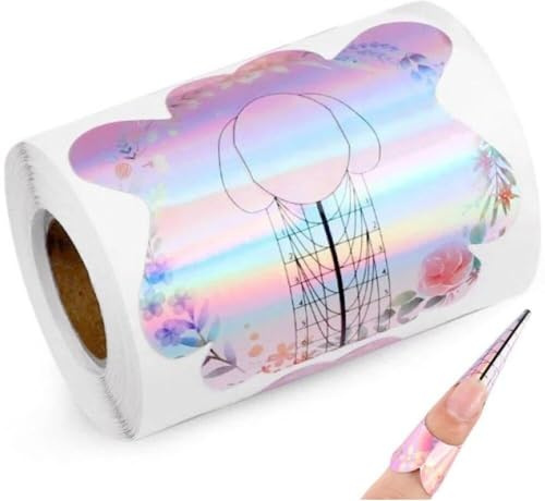 500 Uds. Formas de Papel para uñas, Formas de extensión de uñas, Pegatinas para Formas de extensión de uñas, guías de extensión de uñas, moldes de Papel Adhesivos