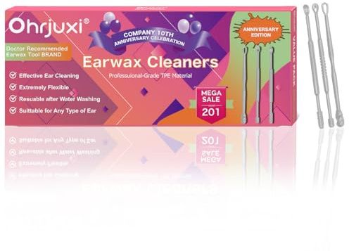 Ohrjuxi Ear Wax Removal Tool - 201 PCS Reusable Ear Cleaners, Professional-Grade TPE, Effective & Gentle Ear Cleaning Kit, Clogged & Itch Ear Relief - Suitable for All Types of Ears(3 Styles)