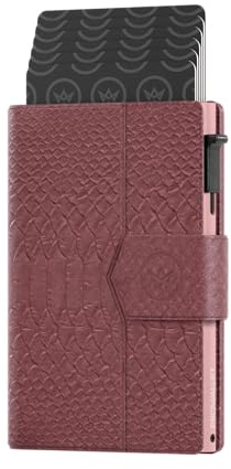 Kartenetui Prowallet Plus Schwarz – 8 Karten, Scheine und Münzen – Kartenetui mit Reißverschluss – RFID – Kleines Kreditkartenetui – Stilvolle Geldbörse – Herren & Damen - Slim Wallet (Snake Bordeaux)