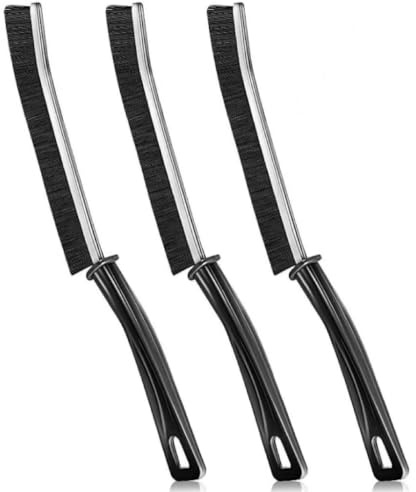 IAKEBEI Crevice Cleaning Brush 3 Pack - Hard Bristle Nylon Crevice Cleaning Brush - Gap & Grout Cleaning Tool - Black, Includes Handle - Ideal for Bathroom, Kitchen & General Cleaning