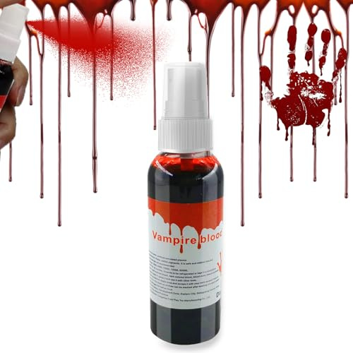 Wuhonghao Faux Sang,60ml Halloween Spray Faux Sang Maquillage,pour Pansement de Sang d'Halloween Sang de Vampire,Premium Faux Sang Pour Vetement Lavable,Maquillage Halloween Enfant Faux Sang Spray