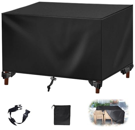 KSITH- Fly Housse Salon de Jardin, Tissu Housse Table de Jardin 420D Oxford Extérieur,Anti-UV Bache Housses Mobilier de Jardin,pour Ensembles Table et Canap-Black|| 60x60x60cm(LxWxH)