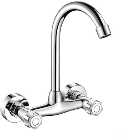 Robinet d'évier de cuisine, débit d'eau en laiton haute pression, mélangeur pivotant à double trou