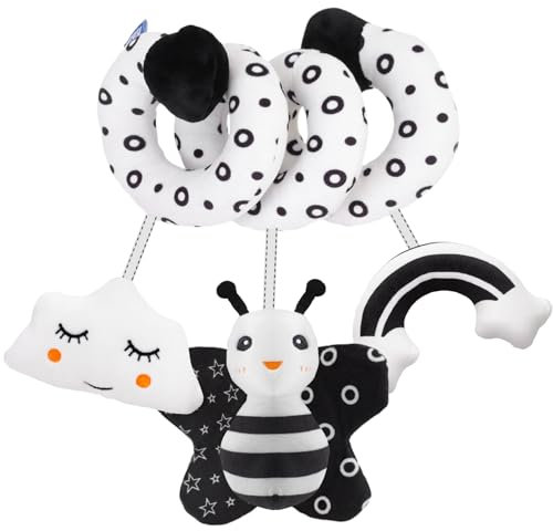 Zendstanding Kinderwagen Spielzeug - Babyschale Spielzeug Baby Spielzeug 0-6 Monate Schwarz Weiß Kontrast Hängespielzeug Baby Spielzeug ab 3 Monate Neugeborenes Geschenke
