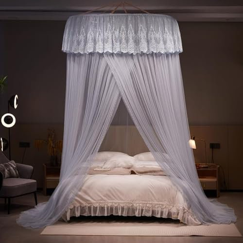 Moskitonetz 150 X 280 X 1300 cm Bett Für Doppelbett Einzelbett, Großes Rund Moskitonetz Spitze-Mückennetz Feinmaschiges Als Moskitoschutz, Fliegennetz Moskitonetze Für Zu Hause Indoor