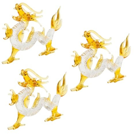 Amosfun 3St Kristall-Drachen-Ornamente Statue Drachenskulptur Quarz-Drachen-Dekoration Wohndekoration Drachenfiguren Gartenskulpturen Drachenmodell Schreibtisch Drachenfigur Glas