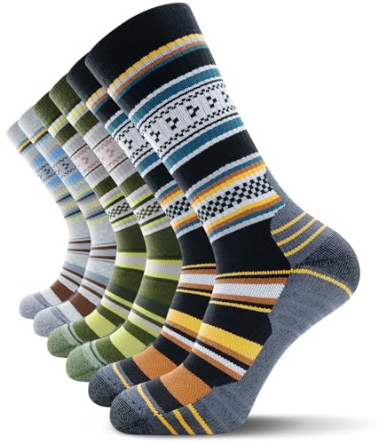 TANSTC Calcetines Térmicos de Senderismo para Hombre, Acolchados de Lana Merina, Transpirables para Correr, Ciclismo e Invierno, 3 Pares, Multicolor (Mix), Talla M