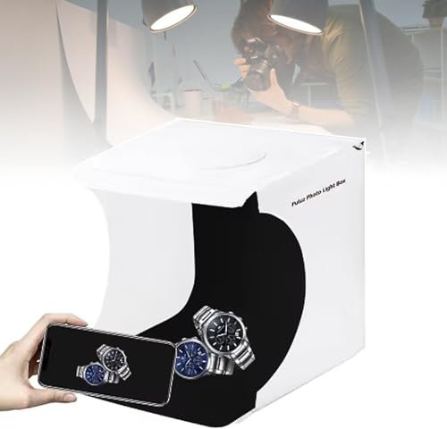 23 cm hopfällbar LED-ljuslåda, Bärbar fotostudio, Dubbel ljuspanel + USB-kontakt + 6 färgbakgrunder, Skrivbordsfotografisk utrustning