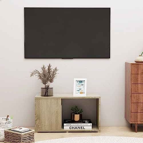 ShGaxin TV-skåp, TV-bord, TV-skåp, TV-skåp, TV-bord, vardagsrumsbord, TV-bord, vardagsrumsbord, TV-bord, spånskiva ek Sonoma 60 x 24 x 32 cm