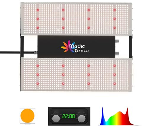 LES FLEURS LED Pflanzenlampe Vollspektrum,320W LED Grow Lampe mit 1374PCs LEDs, Dimmbare Daisy-Chain-Vollspektrum-Hängeleuchten für das Indoor-Anbau, 2.8 umol/J Wachstumlampe für growzelt 90x90cm