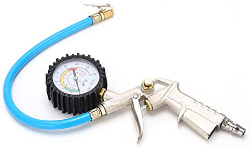 OUKENS 3-in-1-Reifenfüller-Manometer, tragbares, Robustes Luftfutter mit Manometer, Reifendruckmesser mit Füller für PKW-LKW-Motorräder