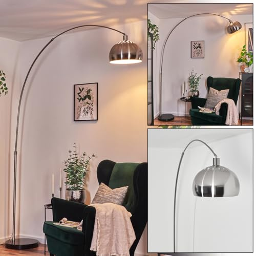 HOFSTEIN Stehleuchte Baloca, Stehlampe aus Metall in Schwarz/Nickel-matt/Weiß mit Marmorfuß, verstellbare Leuchte im Vintage-Design, Lichteffekt u. Fußschalter, E27, Wohnzimmer, Schlafzimmer, Büro