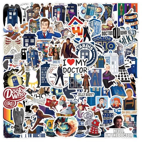 110 Pcs Doctor Who Stickers for Laptop, Cool Decals for Teens Kids Boys Skateboard Phone