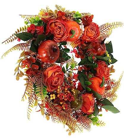 Amosfun Decoración De Artificial De Otoño Hojas Arce y Flores Simuladas Adorno Bienvenida