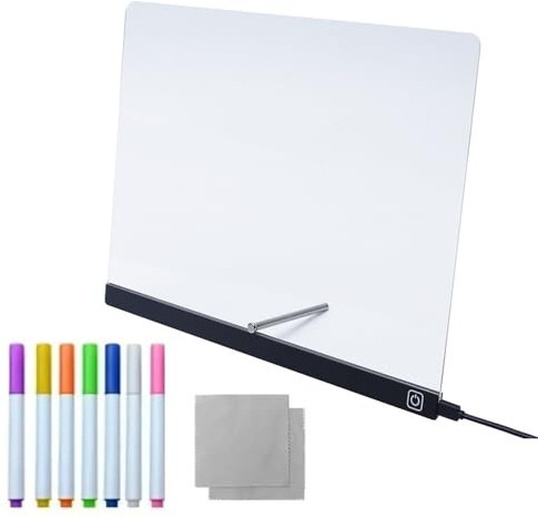 Tablero De Notas LED,Pizarra LED Borrable En | Panel Acrílico Fosforescente Reutilizable Para Escritura, Dibujo, Coloreado Y Calco De Notas Y Recordatorios