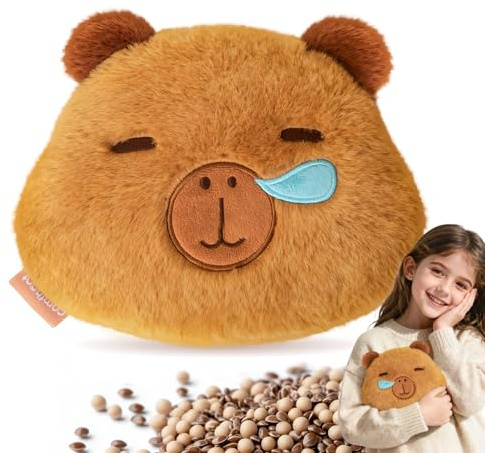 Comfheat Capybara Microwave Heating Pad for Pain Relief, Moist Heat Pack Unscented Hot Compress for Period Cramps, Shoulder, Muscles, Cute Stuffed Animal Heat Pad, Gift for Women Kids, Washable Cover