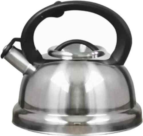 VGVSBG Teekessel, Pfeifkessel für Gas, Induktionsherd, Herd, Wasserkocher, Camping, 3 l, Silber, Herdplatte, Pfeifkessel