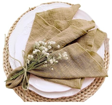 Rustic Linen Napkin 10pcs Cotton Cloth Napkins Gauze Fabric Blue 30x30cm for Wedding Party Birthday Tea Towel Table Shower Christmas Napkins(Mustard)