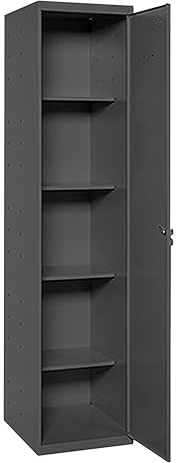 PROREGAL Putzmittelschrank AMEGO | HxBxT 180x40x40cm | 4X Fachboden | Anthrazit-Anthrazit | Metallschrank Haushaltsschrank