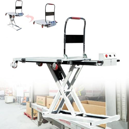 Electric Hydraulic Scissor Lift Table with Wheels - Heavy Duty Industrial Material Handling, Adjustable Height, Portable Workspace Optimizer for Efficient Loading and Lifting