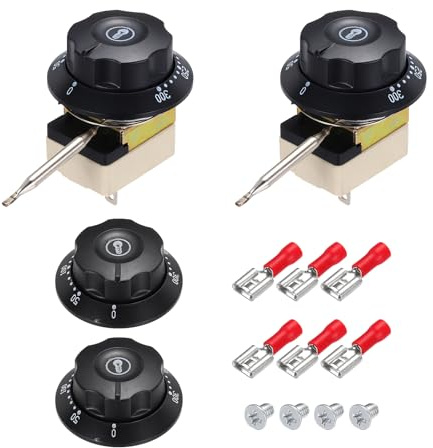QUARKZMAN 2 Stück Temperaturregler 250V 16A 50-300°C Kapillarthermostat NO/NC Temperaturschalter Für Öfen Fritteuren Kühlschränke Heizgeräte