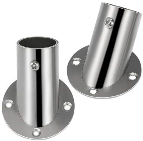 Veemoon Lot de 2 Supports de Tringle à Rideau D’angle en Acier Inoxydable 26 Mm, Fixation Murale pour Barre Porte-serviettes, Kit Solide et Résistant à L’humidité, Installation