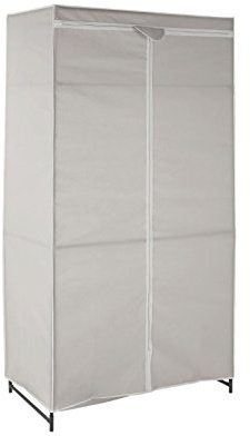 Premier Housewares tyggarderob med hylla kanvas garderob förvaring grå hängande kanvas garderob dubbla tyg garderober canvas förvaring H 160 x B 90 x D 50