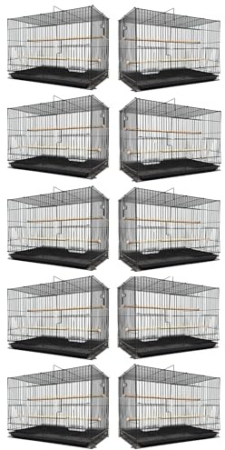 Lot of Ten Aviary Breeding Breeder Lovebird Finch Parakeet Finch Flight Cage with Side Nesting Box Doors 20x14x14H