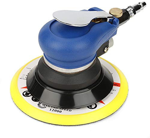 Lijadora neumática AT-980 Lijadora redonda de bajo consumo de aire de 5 /6, llave de conector de entrada de aire Lijadora orbital aleatoria para pulido de superficies de ferretería(6 pulgadas)