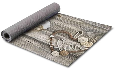 HomeLife PVC Küchenläufer waschbar & rutschfest | 52 × 140 cm | PVC Teppich Läufer für Küche, Flur & Bad | Polyester Teppich für Eingangsbereich Innen & Außenbereich | Design Herzliebe