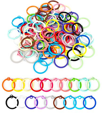 Flache Schlüsselanhänger Ring 100 Stück Split Schlüsselringe Runde Flache Schlüsselringe 30mm Metall Bunt Schlüsselringe Set für Schlüssel Befestigung, 19 Farben