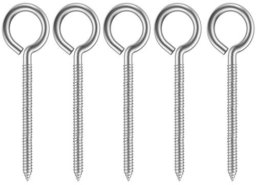 Drenky 5 Stück ösenschraube 304 Deckenhaken Schraubhaken M8 X 115 Edelstahl Ringschrauben Schraubösen Holzgewinde Hakenschrauben Edelstahl A2 für DIY