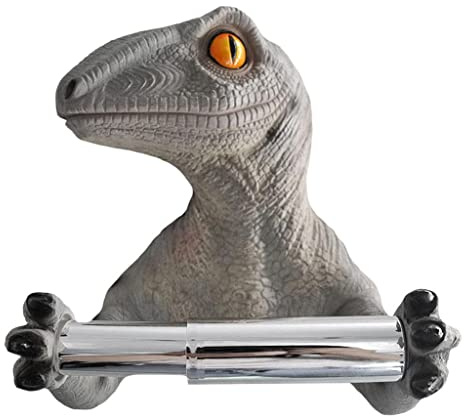 perfk Dessin Animé Dinosaure Porte-Papier Toilette Tenture Murale Stockage Gratuit Porte-Papier Toilette Porte-Papier Toilette pour Cuisine Salle de Douche - Gris