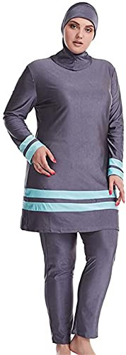 Muslimska baddräkter för kvinnor, flickor, långärmade, blygsamma badkläder, 3 st islamisk muslimsk simdräkt med hijab(XL,S2)