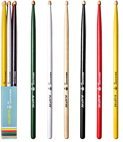 HUN Bluefire Classic 5A Drumstick,6 Sticks in Assorted Color,Weight Matched