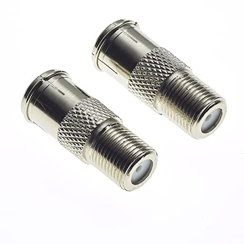 Keple F Type Socket To TV Coax Socket - Nickel Plated Zinc Body, Female Plug Jack Adapter Barrel, Converter For Satellite FM Coax Cable Antenna - Pack Of 2