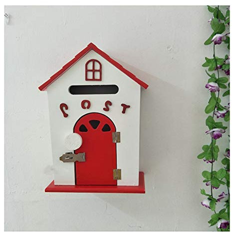 Cassette delle lettere Per Cassette postali esterne A parete Appeso a parete Cassetta delle lettere in legno Scatola dei suggerimenti per la scuola Casetta per uccelli dipinta a vento pastorale