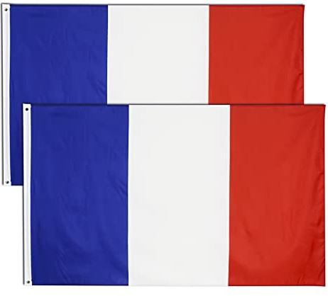 2 stück Frankreich Flagge,90×150 cm Französische Fahne mit Messingösen Wetterfest Farbecht France flag für Fußball WM 2022 Deko Draußen/Drinnen